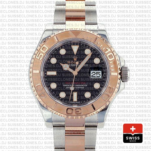 Rolex Yacht-Master 18k Rose Gold Two-Tone, Stainless Steel Black Dial 40mm Oyster Bracelet