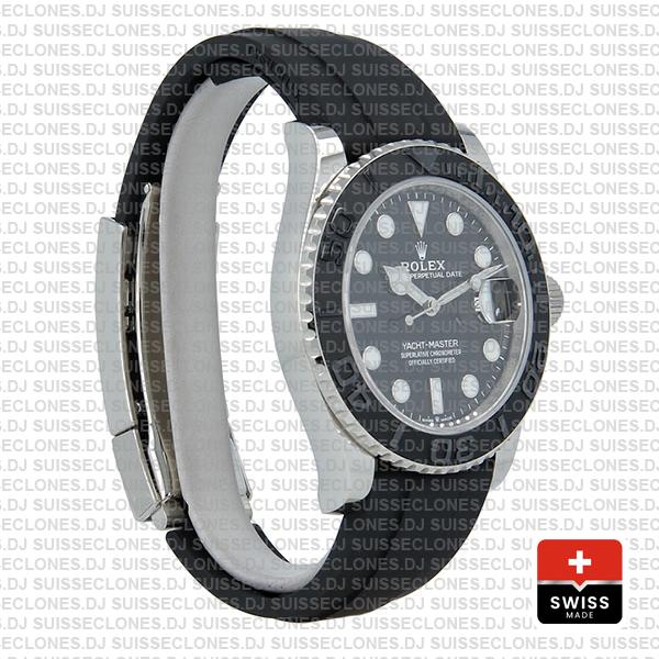Rolex Yacht-Master 904L Stainless Steel 18k White Gold Black Ceramic Bezel with Black Dial 42mm