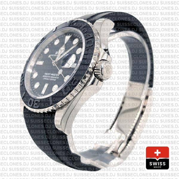 Rolex Yacht Master 42mm Rubber 18k White Gold 904l Steel Black Dial Ceramic Bezel 226659 Swiss Replica