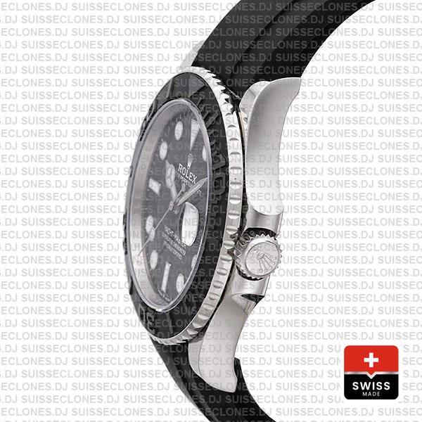 Rolex Yacht-Master 904L Stainless Steel 18k White Gold Black Ceramic Bezel with Black Dial 42mm