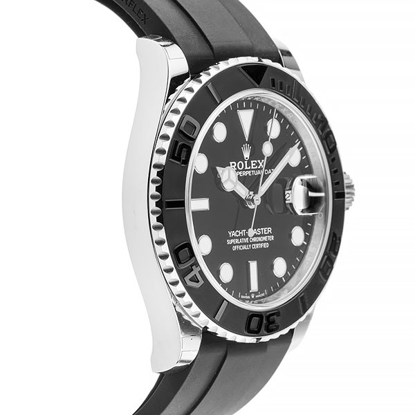 Rolex Yacht Master 42mm Rubber 18k White Gold 904l Steel Black Dial Ceramic Bezel 226659 Swiss Replica