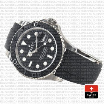 Rolex Yacht-Master 904L Stainless Steel 18k White Gold Black Ceramic Bezel with Black Dial 42mm
