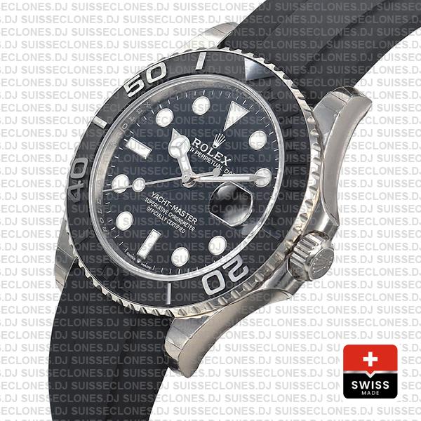 Rolex Yacht-Master 904L Stainless Steel 18k White Gold Black Ceramic Bezel with Black Dial 42mm