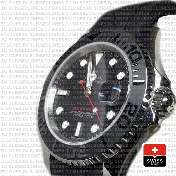 Rolex Yacht-Master 904L Steel Black Dial 40mm Ceramic Bezel Rubber Strap