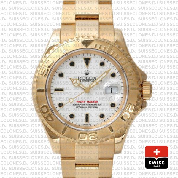 Rolex Yacht-Master 40mm 18k Yellow Gold White Dial Watch