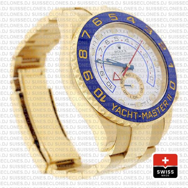 Rolex Yacht Master Ii 18k Yellow Gold White Dial Blue Ceramic Bezel 116688 44mm