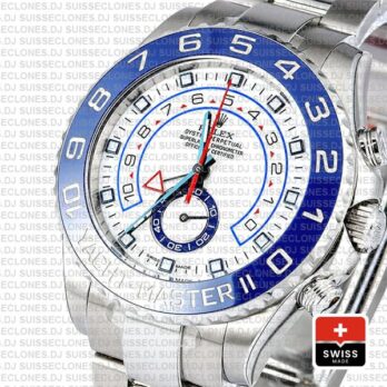 Rolex Oyster Perpetual Yacht-Master II 904L Stainless Steel White Dial 44mm with Blue Ceramic Bezel