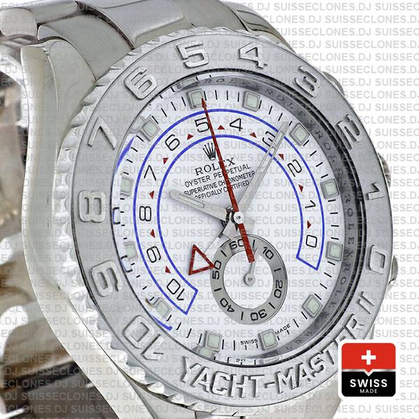 Rolex Yacht Master Ii White Dial 18k White Gold Platinum116689 44mm